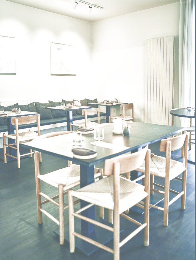 The dining room, set for service